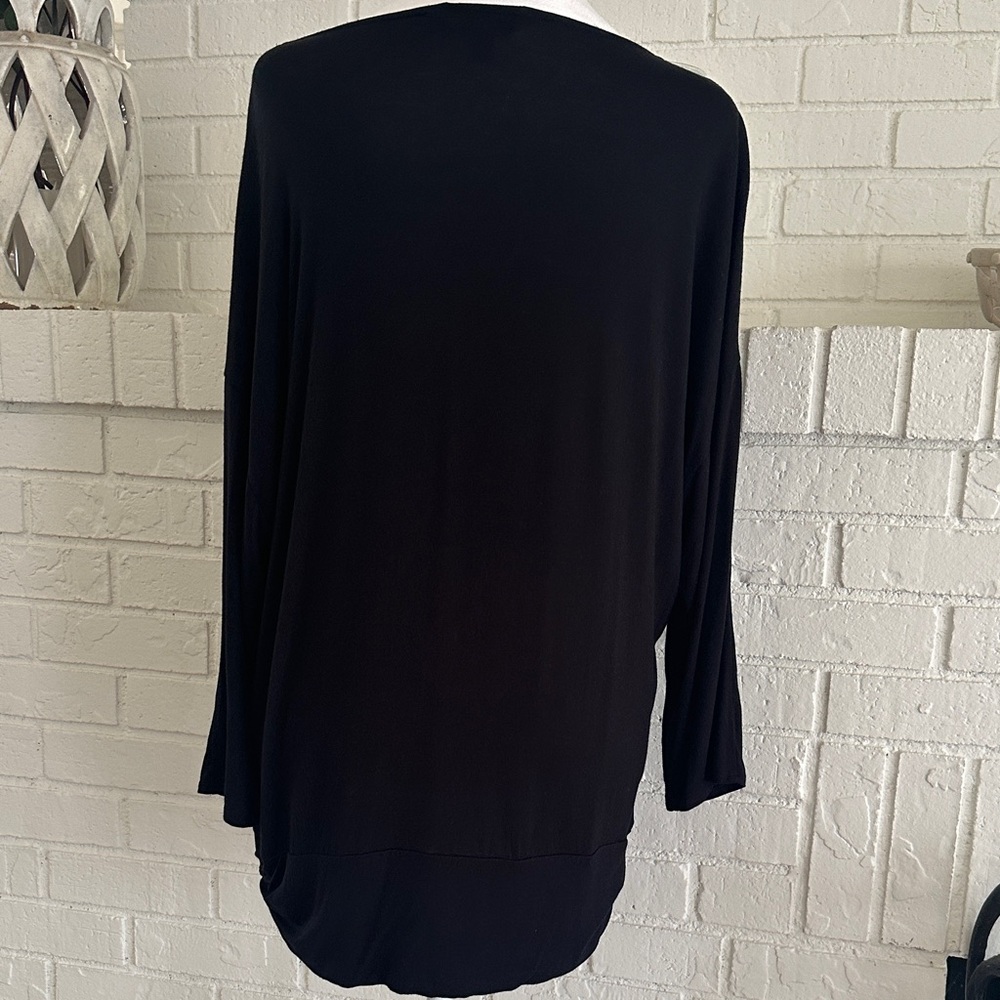Thalia Sodi Black Crisscross Neckline Top Three Quarter Sleeve - Picture 6 of 11
